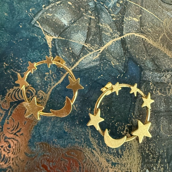 Madewell Star and Moon Hoop Earrings - Picture 3 of 3